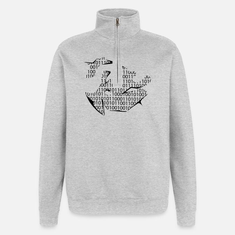code binaire - Sweat à zip 1/4 - gris chiné