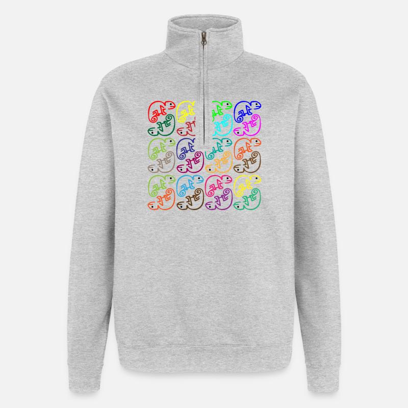 Caméléon brouhaha - Sweat à zip 1/4 - gris chiné