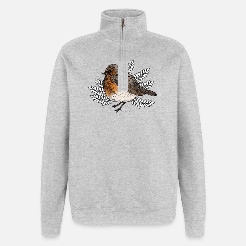 Robins on Branches - Quarter-Zip Sweatshirt - heather grey