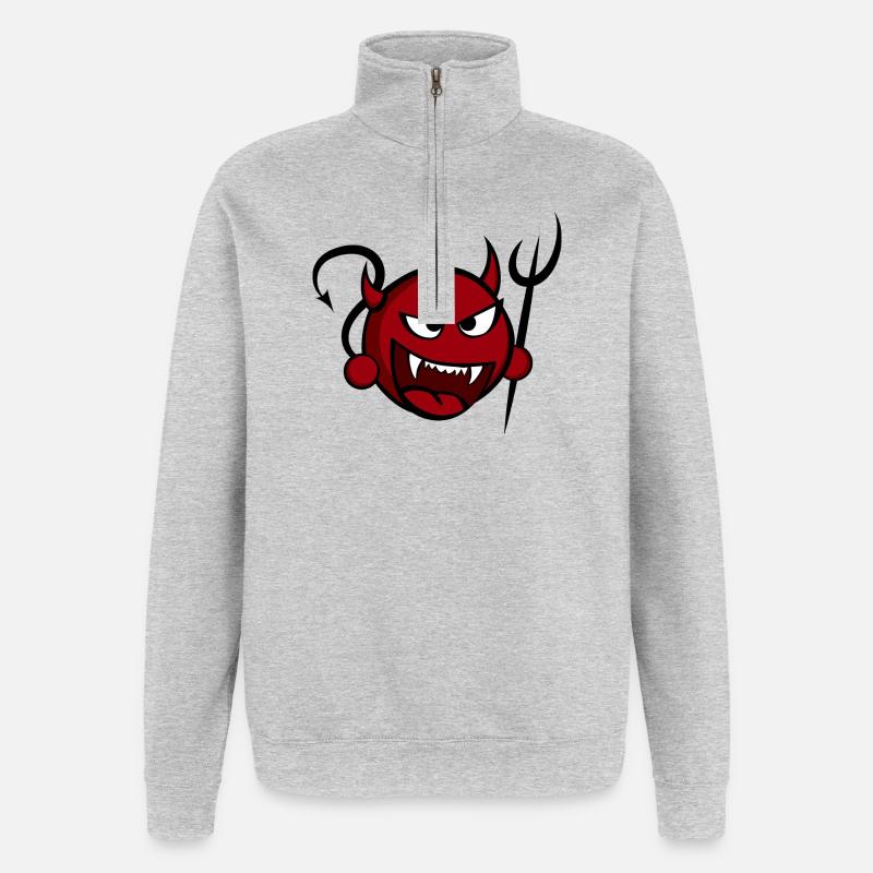 Teufelchen mit Dreizack - Quarter-Zip-Sweatshirt - Grau meliert