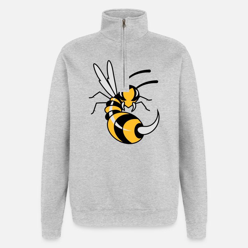Wespe mit riesigen Stachel - Quarter-Zip-Sweatshirt - Grau meliert