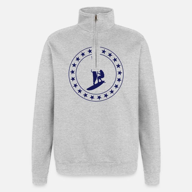 Windsurfing / Windsurfen / Planche à voile - Quarter-Zip Sweatshirt - heather grey