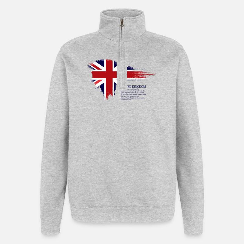 Brushstroke Union Jack Flag - Quarter-Zip Sweatshirt - heather grey