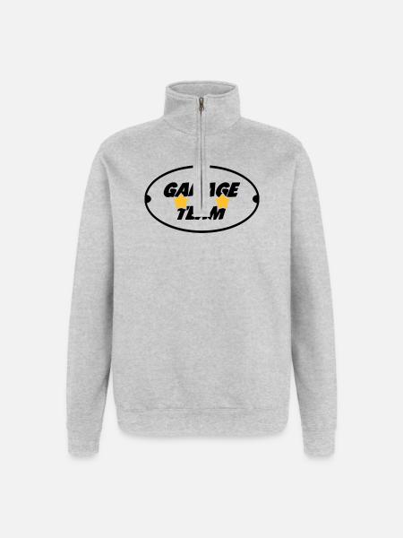 Garage Team - Sweat à zip 1/4 - gris chiné