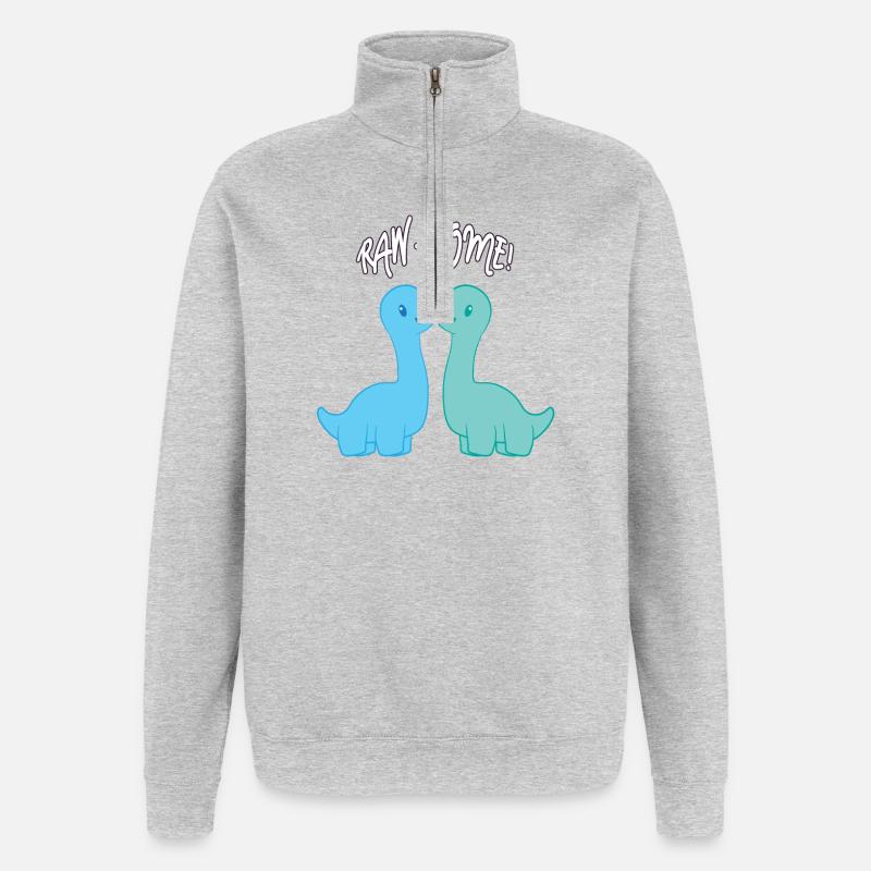 Dinosaurier - Quarter-Zip-Sweatshirt - Grau meliert