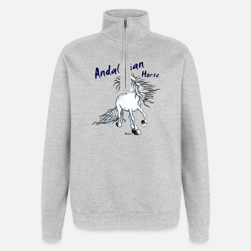 Pfiffiger Andalusier - Pferd - Quarter-Zip-Sweatshirt - Grau meliert