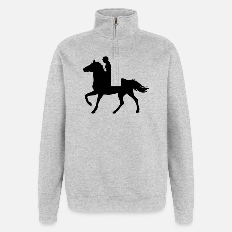 Mädchen mit Pferd - Quarter-Zip-Sweatshirt - Grau meliert