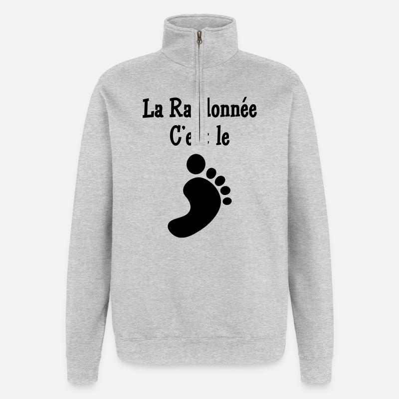 La Randonnée c'est le pied ! - Sweat à zip 1/4 - gris chiné