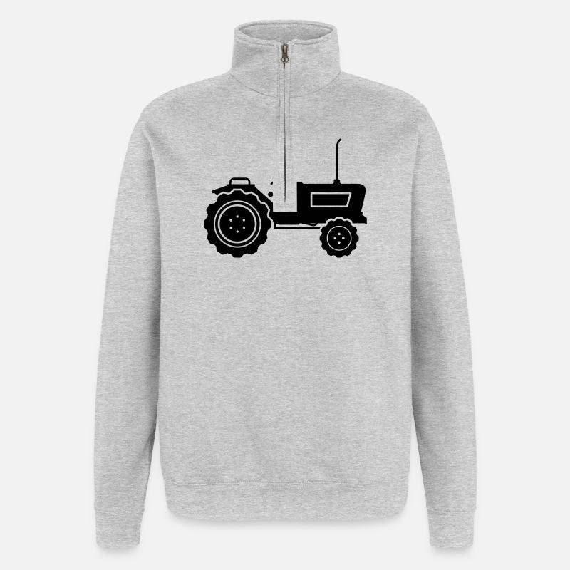 traktor - Quarter-Zip-Sweatshirt - Grau meliert