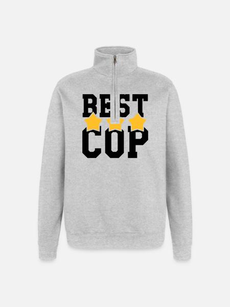Best Cop ! - Sweat à zip 1/4 - gris chiné