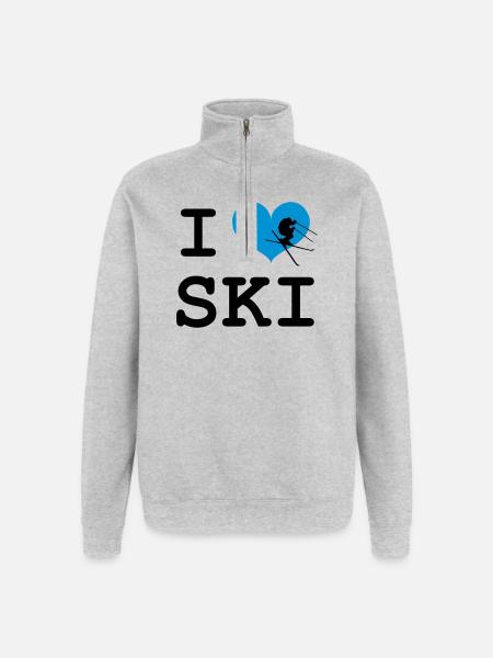 I Love Ski - Quarter-Zip Sweatshirt - heather grey
