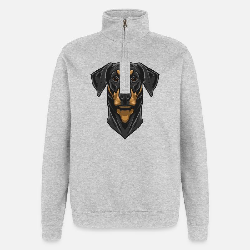 Dobermann - Sweat à zip 1/4 - gris chiné