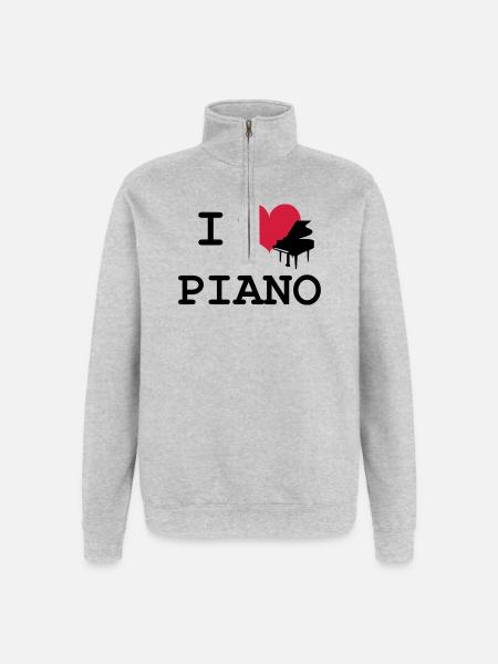 I Love Piano - Quarter-Zip Sweatshirt - heather grey