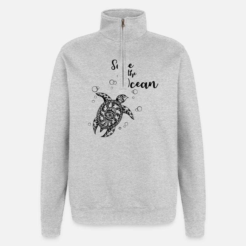 Save the Ocean - Turtle - Quarter-Zip Sweatshirt - heather grey