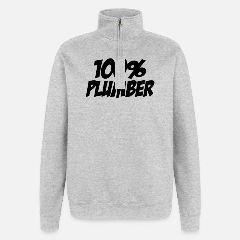 100% Plumber - Sweat à zip 1/4 - gris chiné
