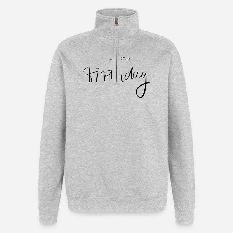 Joyeux anniversaire - Sweat à zip 1/4 - gris chiné