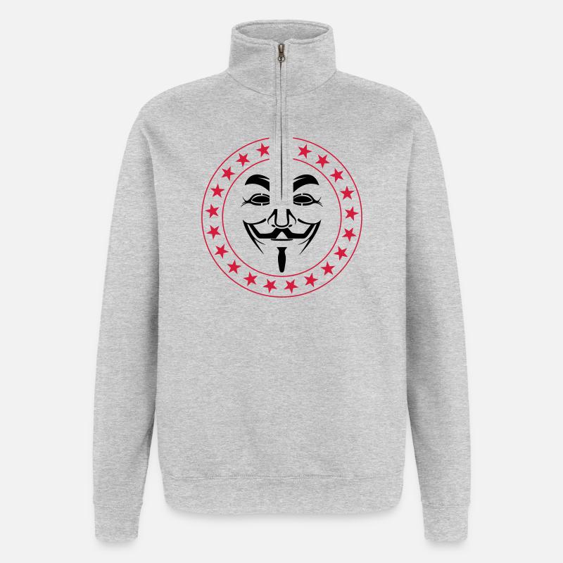 Anonymous - Sweat à zip 1/4 - gris chiné