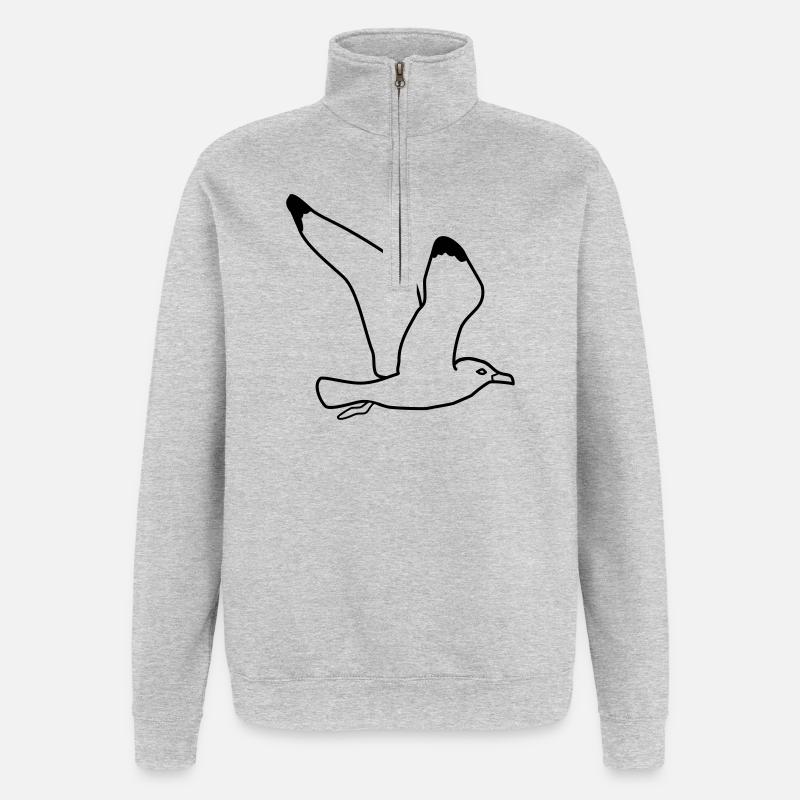 fliegende moewe vogel urlaub - Quarter-Zip-Sweatshirt - Grau meliert