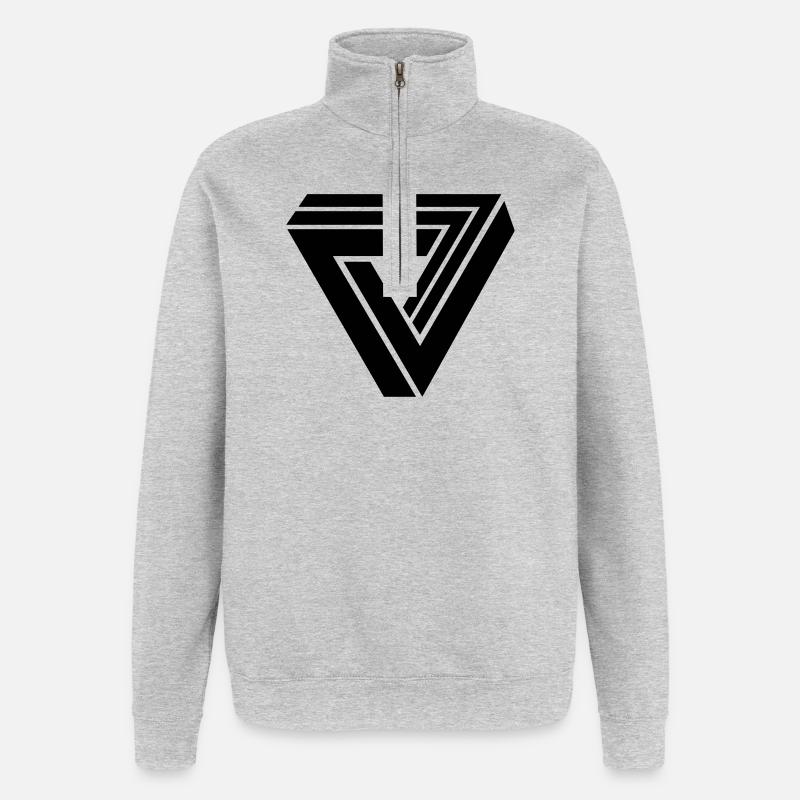 triangle 3d - Sweat à zip 1/4 - gris chiné