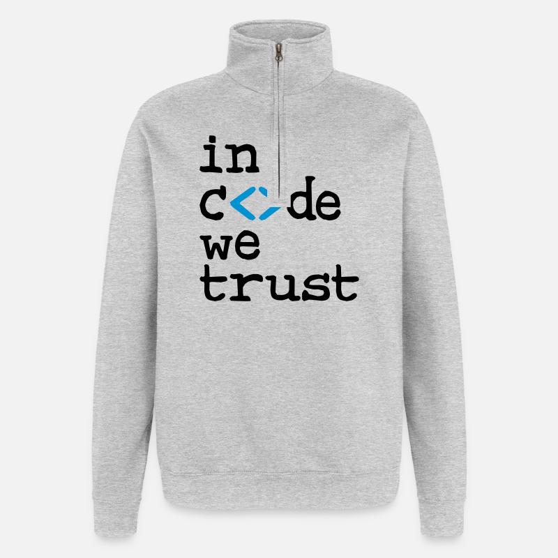 in code we trust ! - Quarter-Zip Sweatshirt - heather grey
