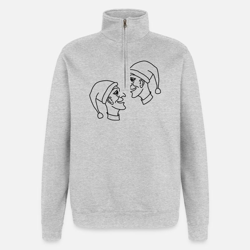 kasperle puppe märchen - Quarter-Zip-Sweatshirt - Grau meliert