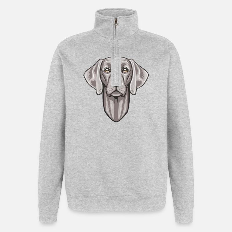 Weimaraner - Sweat à zip 1/4 - gris chiné