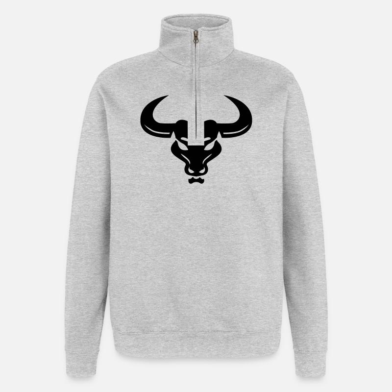 Stier - Quarter-Zip-Sweatshirt - Grau meliert