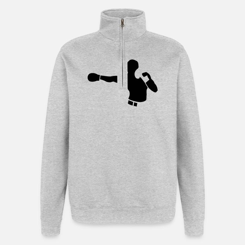 boxe - Sweat à zip 1/4 - gris chiné
