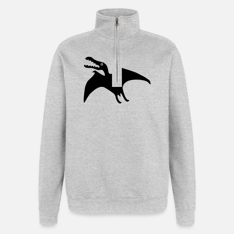 dinosaur - Quarter-Zip Sweatshirt - heather grey