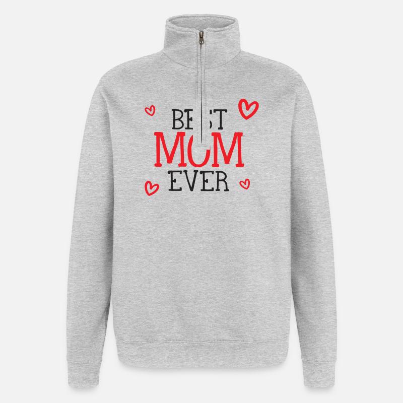 Best Mom Ever - Sweat à zip 1/4 - gris chiné