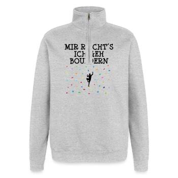 Bergsteigen Klettern Bouldern Spruch Sport Lustig - Quarter-Zip-Sweatshirt - Grau meliert - Vorne - AI Model Female 172 light (172cm) & AI Model Male 178 dark (178cm)