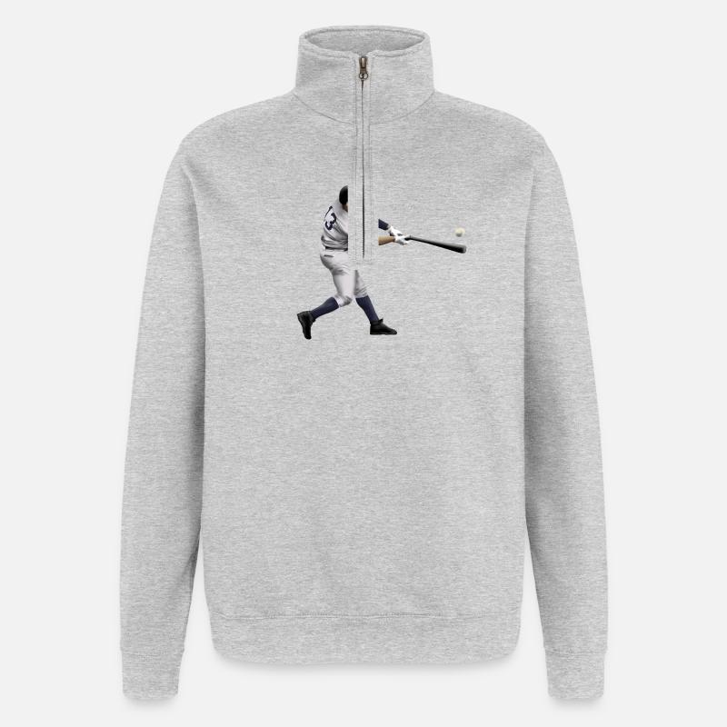 baseball - Sweat à zip 1/4 - gris chiné