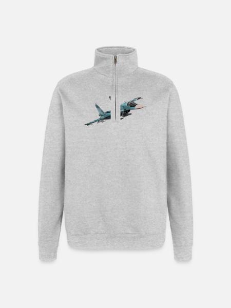 Sukhoi Su-34 - Sweat à zip 1/4 - gris chiné