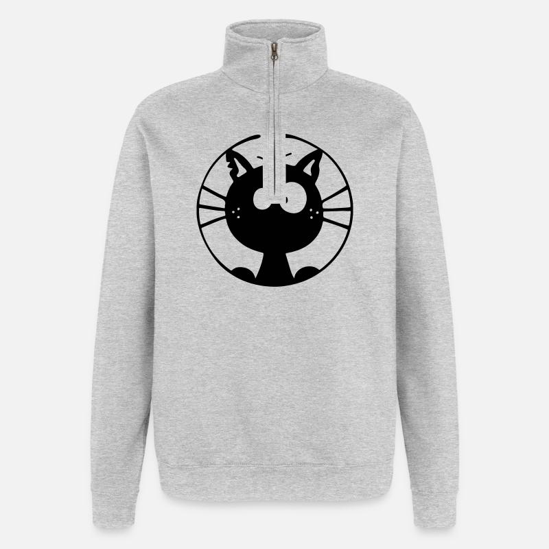 Mignon Chat - Sweat à zip 1/4 - gris chiné