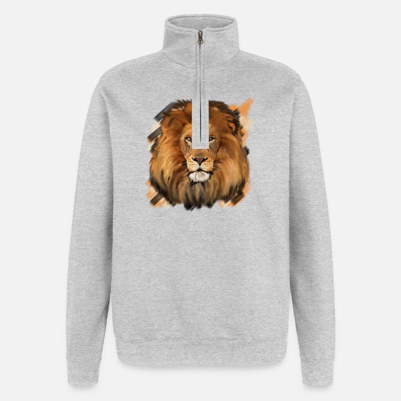 Löwe - Quarter-Zip-Sweatshirt - Grau meliert