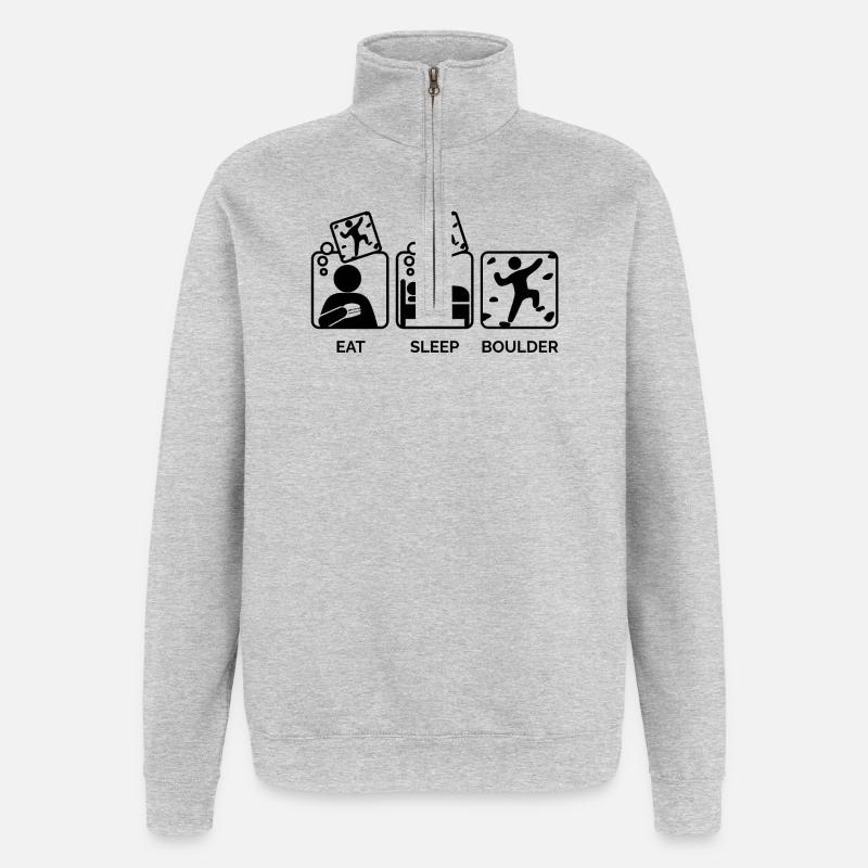 Boulder Klettern Bergsteigen Eat Sleep Spruch - Quarter-Zip-Sweatshirt - Grau meliert
