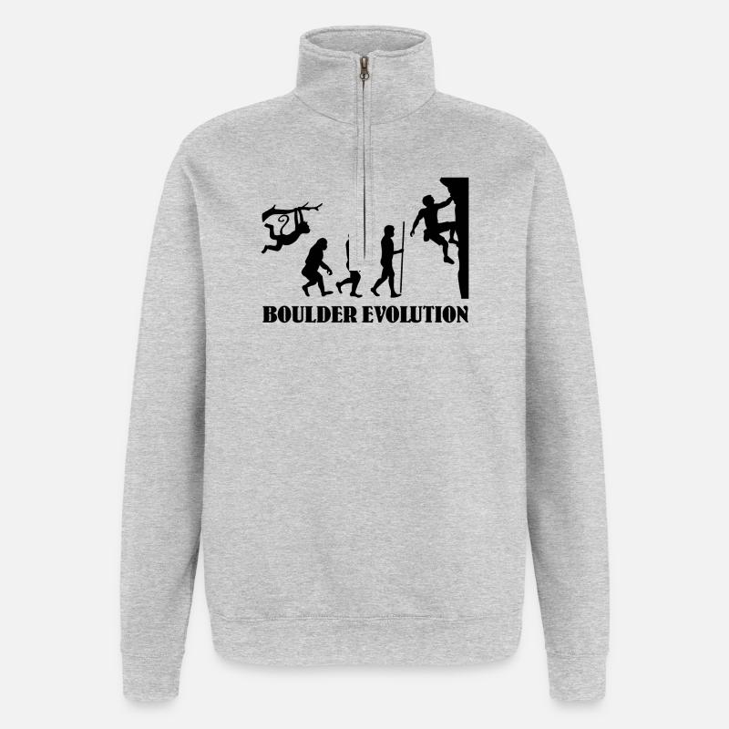 Boulder Evolution Klettern Bergsteigen Boulderer - Quarter-Zip-Sweatshirt - Grau meliert