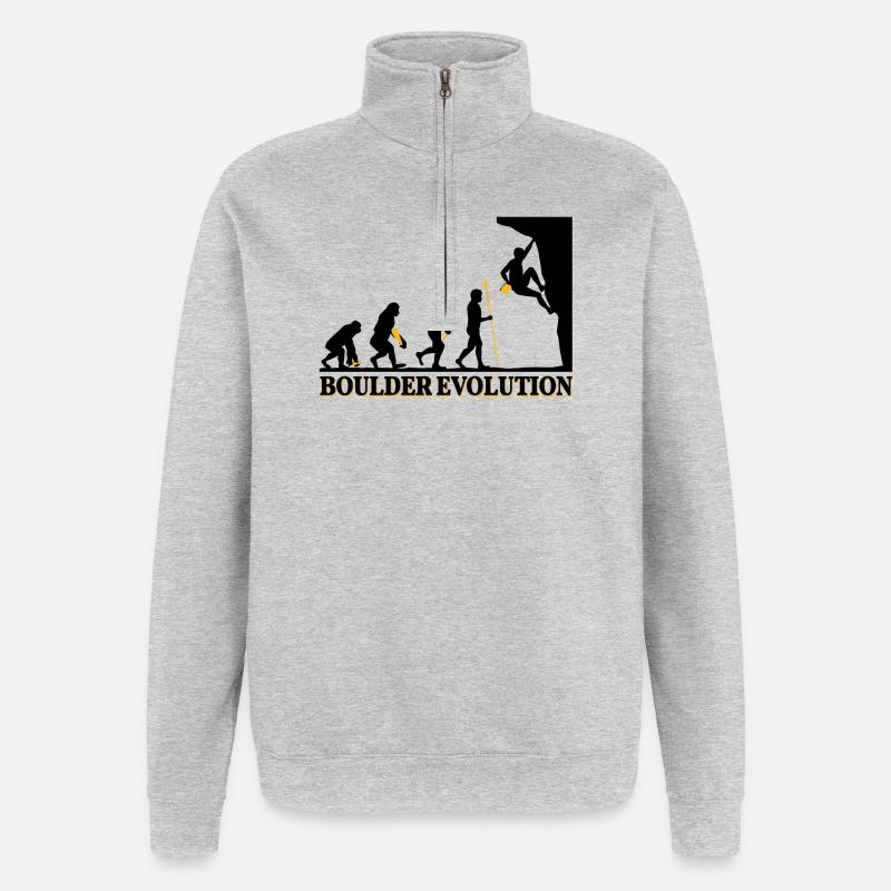 Boulder Evolution climbing mountaineering spell - Quarter-Zip Sweatshirt - heather grey