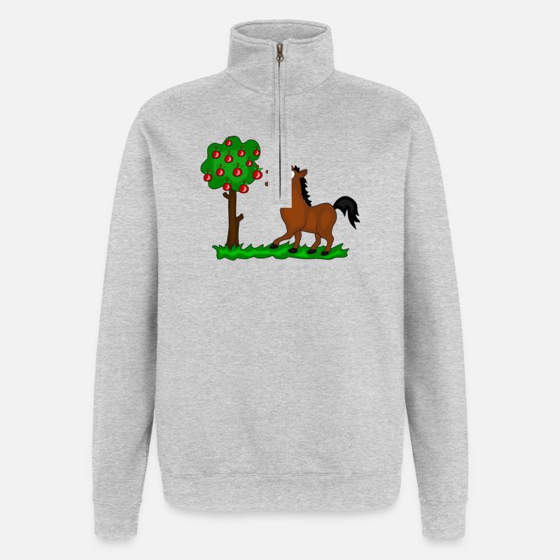 pferd baum - Quarter-Zip-Sweatshirt - Grau meliert