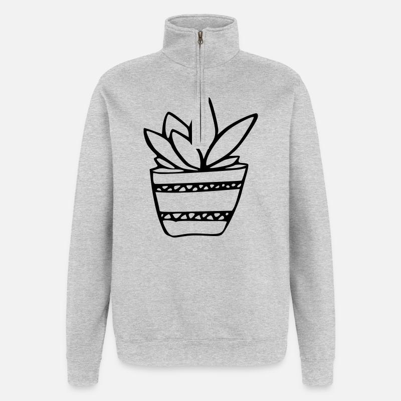 Pflanze - Quarter-Zip-Sweatshirt - Grau meliert