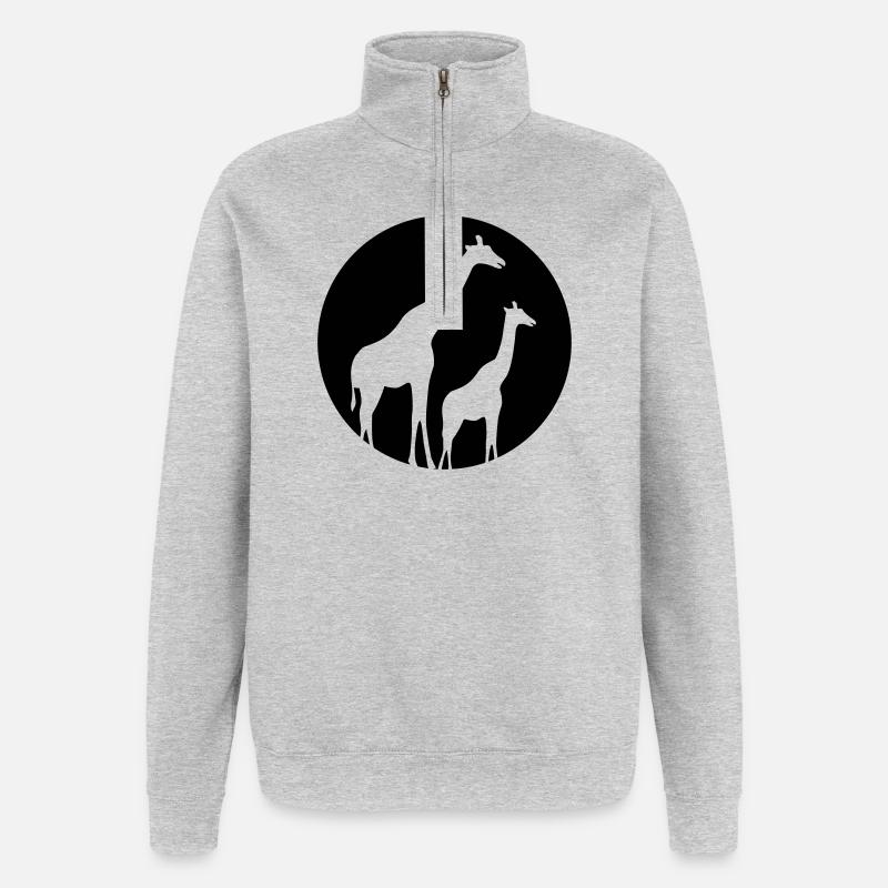 girafe - Sweat à zip 1/4 - gris chiné