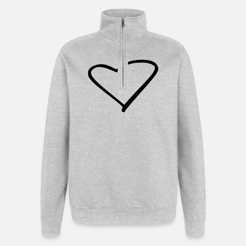 Herz - Quarter-Zip-Sweatshirt - Grau meliert
