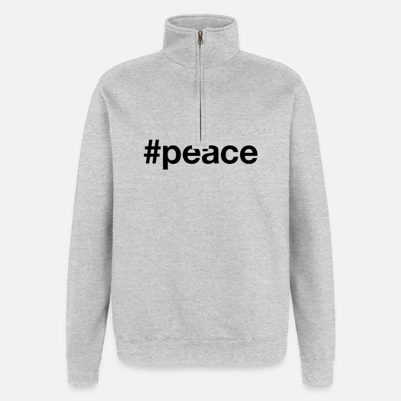 PEACE Hashtag - Sweat à zip 1/4 - gris chiné
