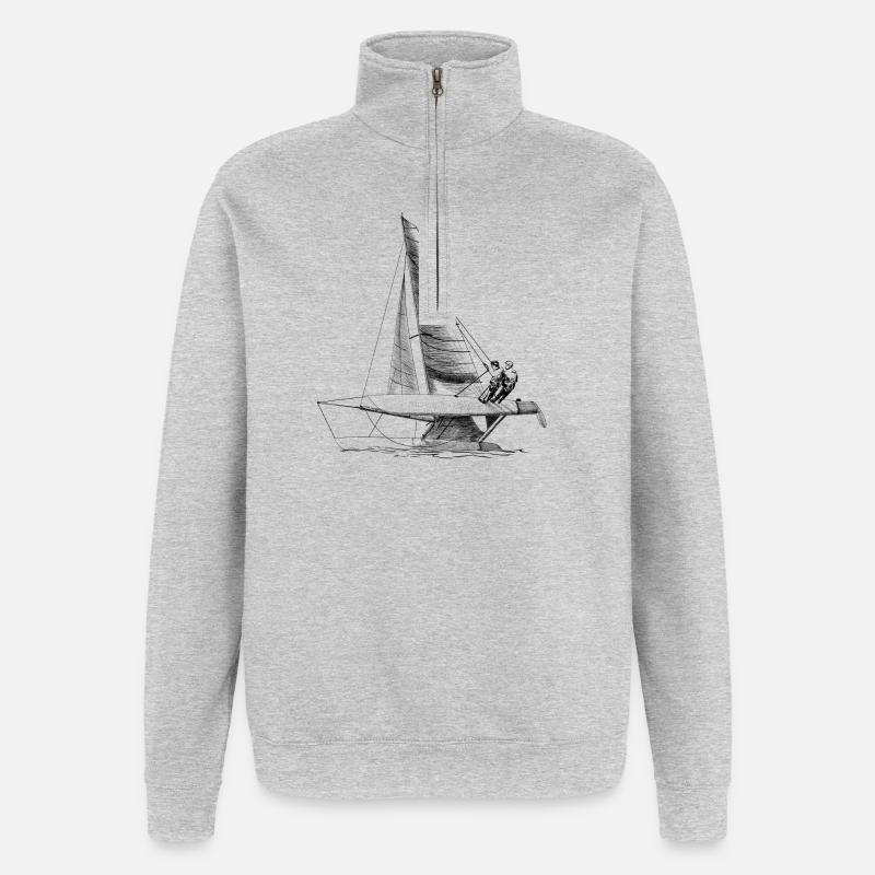 catamaran - Sweat à zip 1/4 - gris chiné
