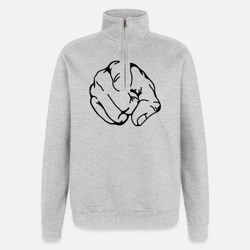 hand faust finger - Quarter-Zip-Sweatshirt - Grau meliert