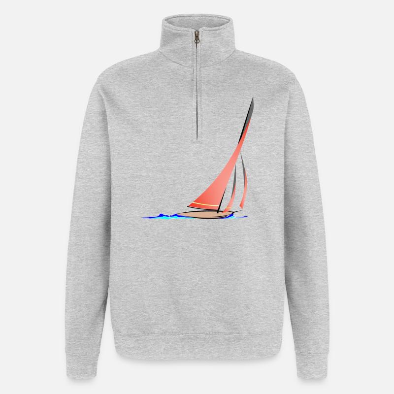 Segelboot Geschwindigkeit - Quarter-Zip-Sweatshirt - Grau meliert