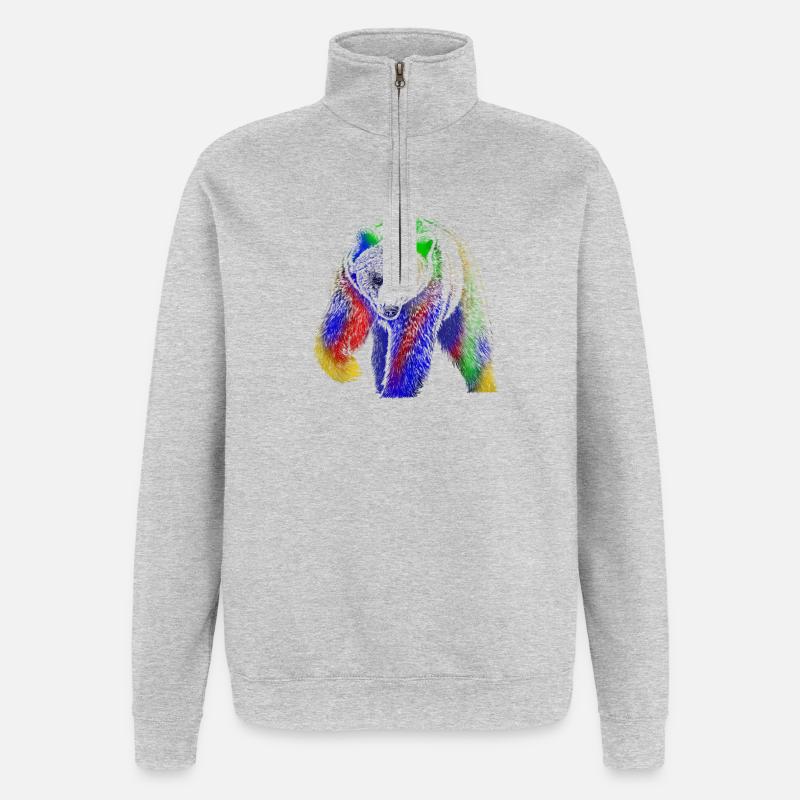Bär - Quarter-Zip-Sweatshirt - Grau meliert