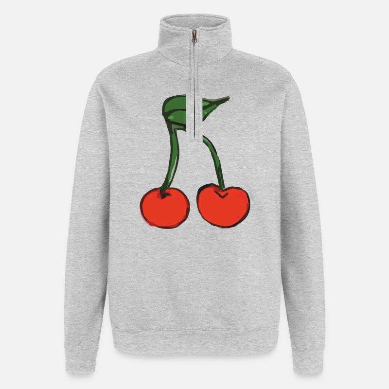 kirsche cherry - Quarter-Zip-Sweatshirt - Grau meliert