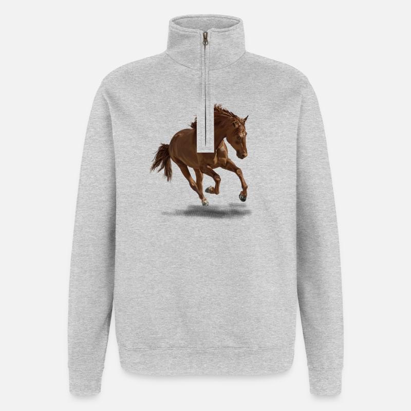 Cheval - Sweat à zip 1/4 - gris chiné