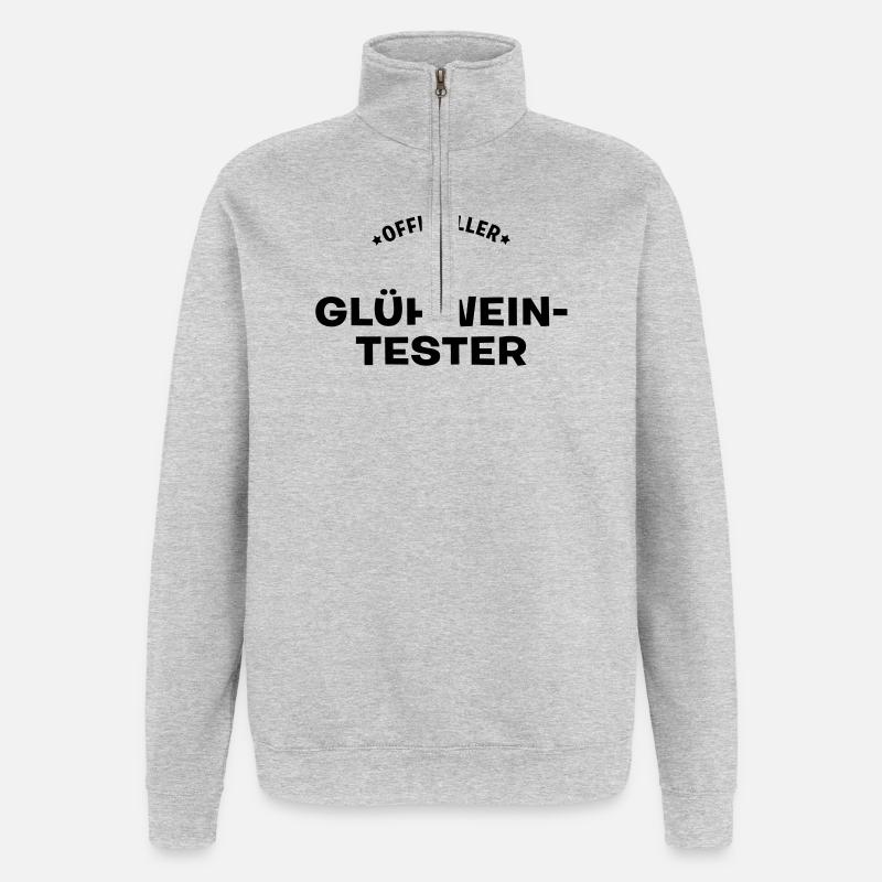 glühweintester weihnachten - Quarter-Zip-Sweatshirt - Grau meliert